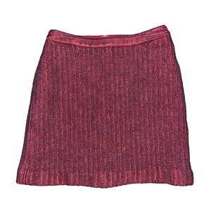 Vintage 1990s Luca Luca Red Wool Skirt Quiet Luxury Minimalist Holiday Career